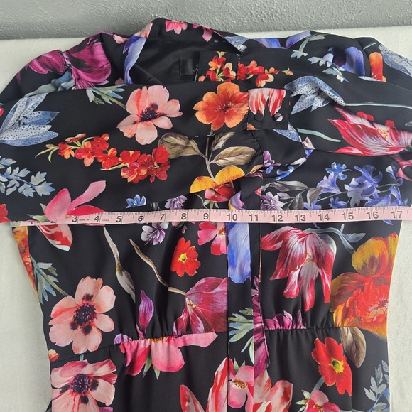 J Crew Womens Dutch Floral Dress 6 Midi Tie-Neck Pink Black Cocktail Preppy - Picture 5 of 10